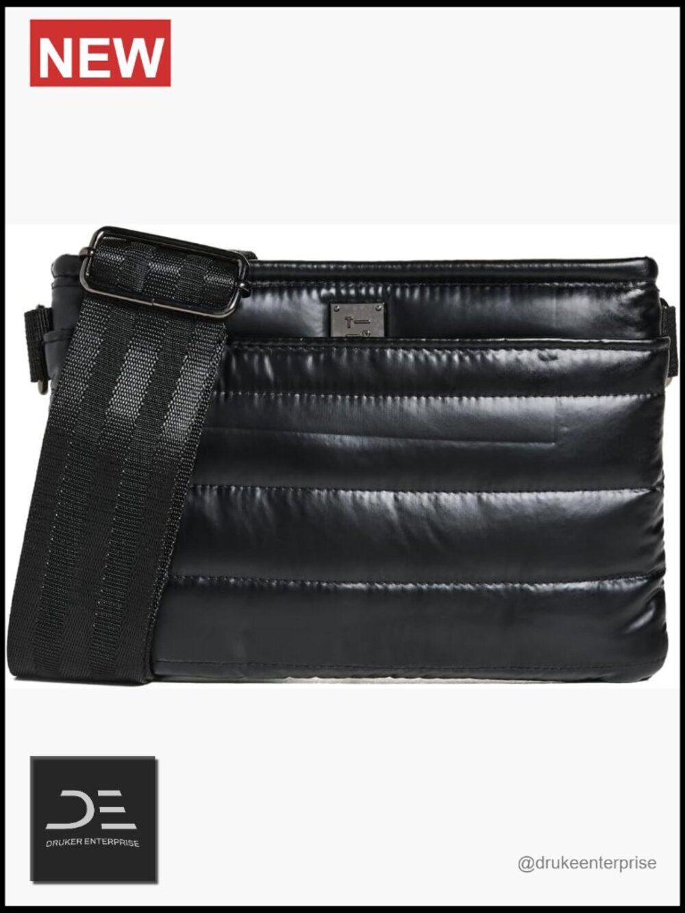 Quilted Nylon Sling Crossbody Bum Bag with Zip Pockets